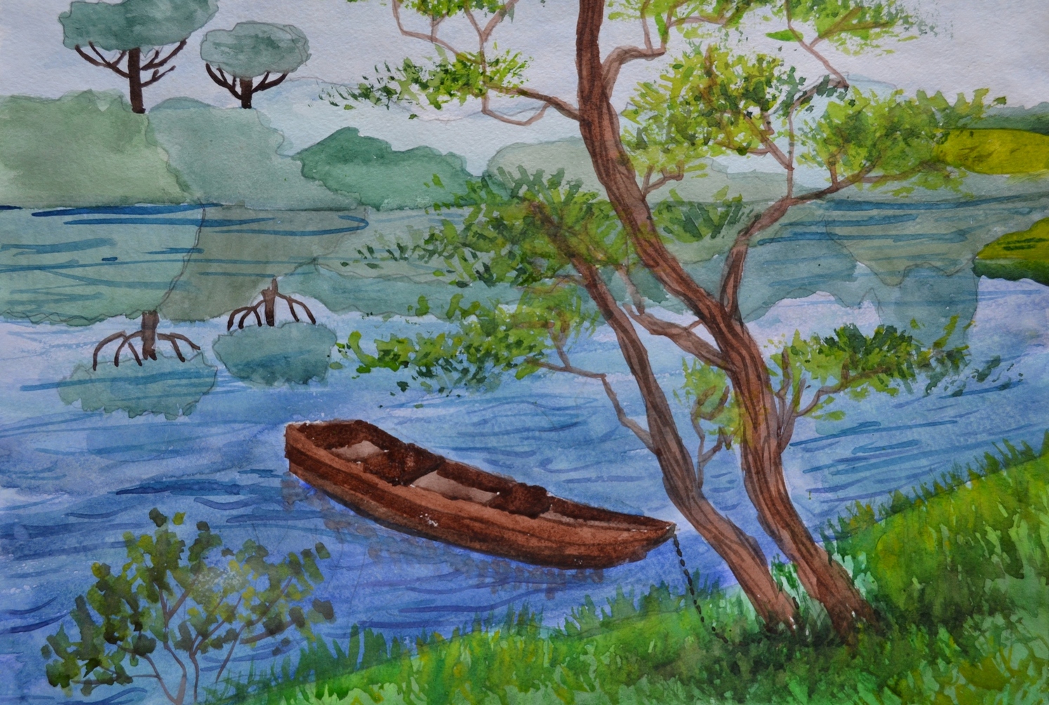 Озеро рисунок для детей