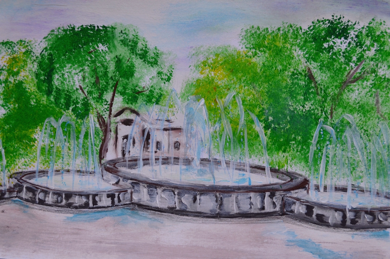 Рисунок парков с фонтанами
